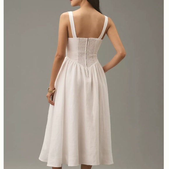 Reformation White Smocked Sundress Square Neck Midi - Picture 12 of 13